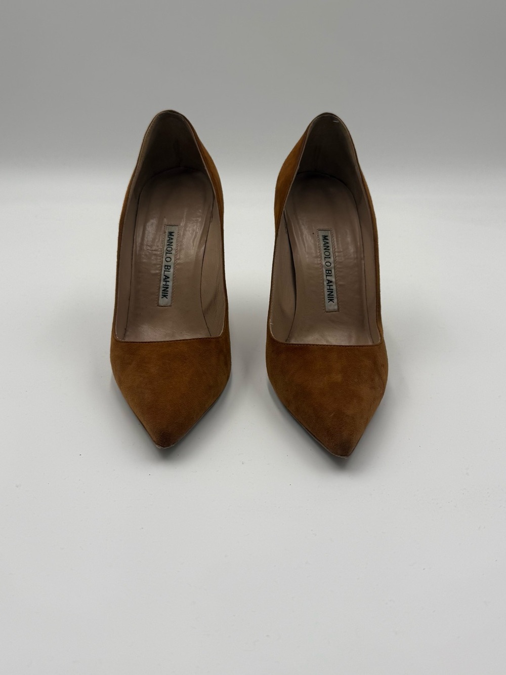 Manolo Blahnik Brown Suede Pointed-Toe Pumps